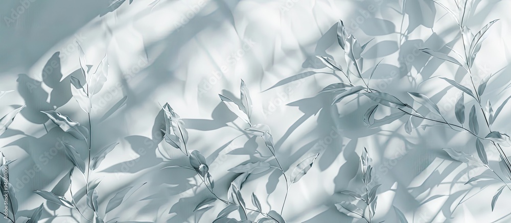 Poster organic leaves natural shadow overlay effect on a white textured background suitable for use in prod