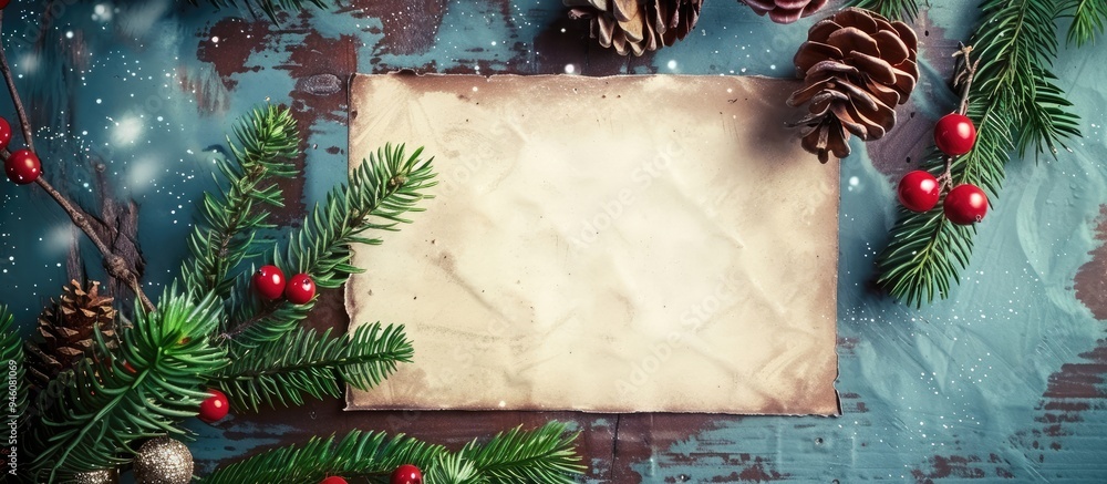 Poster christmas blank greeting card set against a vintage background. copy space image. place for adding t