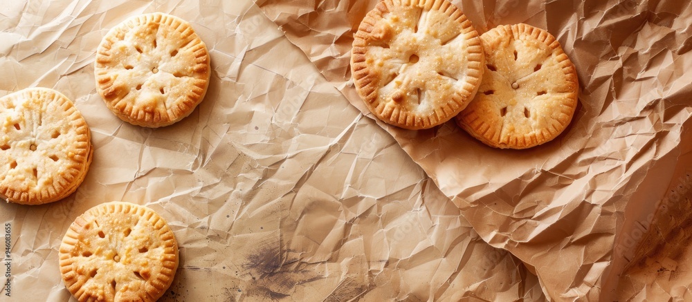 Poster textured vintage paper background featuring shortbread biscuits. copy space image. place for adding 