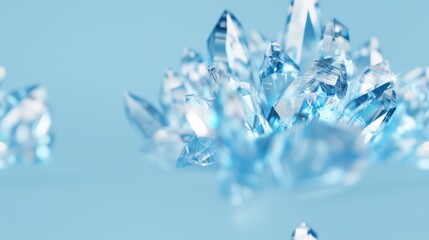 A stunning close-up of sparkling blue crystals, reflecting light beautifully against a soft, serene background.