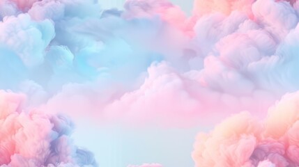 Fototapeta premium A serene pastel sky filled with fluffy clouds, creating a dreamy atmosphere perfect for tranquil backgrounds or artwork.