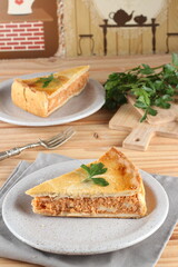 comida, carne, camarão, frango, torta