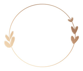 Gold circle png frame sticker, gradient heart illustration