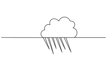 Sun and cloud continuous one line drawing of isolated outline silhouette vector icon