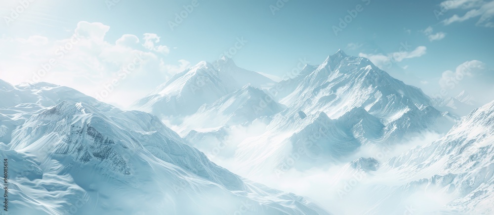 Poster winter peaks. copy space image. place for adding text and design