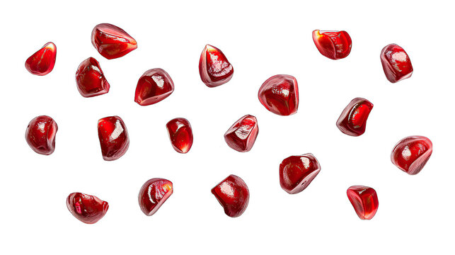 Set of ripe pomegranate and seeds isolate on Transparency Background