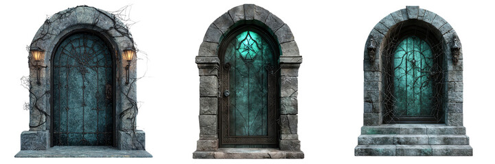Set of three ancient mystical doors