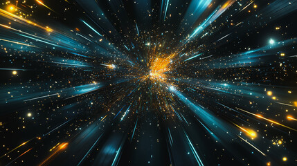 Fototapeta premium Abstract light explosion and network points, dot, earth's surface, digital background Innovation network points Earth's surface wave background digital wave information technology background