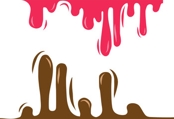 illustration of chocolate and strawberry syrup dripp