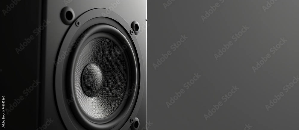 Poster black and white speaker acoustic sound design. copy space image. place for adding text and design