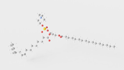 Obraz premium lecithin molecule 3d, molecular structure, ball and stick model, structural chemical formula e322