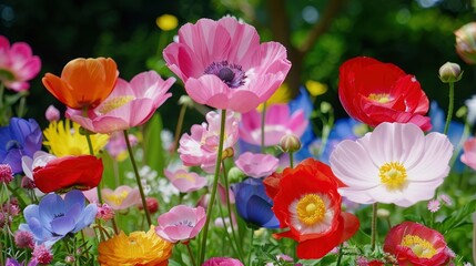 Obraz premium Colorful Poppy Flowers in a Field