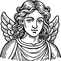 Angel Vintage with flowers engraving style for streetwear and urban style t-shirts design, hoodies vector illustration