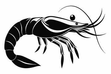 shrimp silhouette Vector art illustration