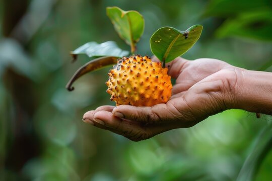 Holding a nance fruit also known as nanche or nancite