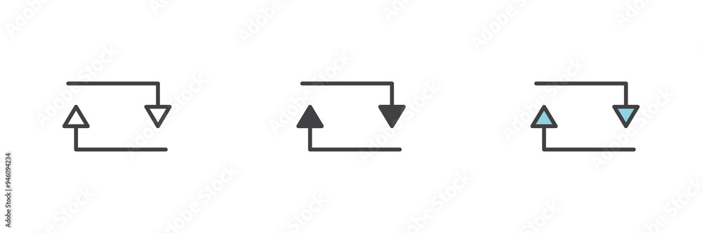 Poster arrows loop different style icon set