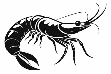 shrimp silhouette Vector art illustration