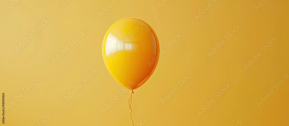 Poster festive vibrant minimalistic decorative balloon against a yellow background. copy space image. place