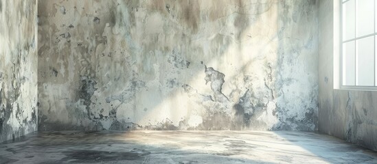 realistic walls that are dirty and cracked because the house has not been maintained with many mold streaks grunge abstract appropriate for studying the creation of anti fungal paint