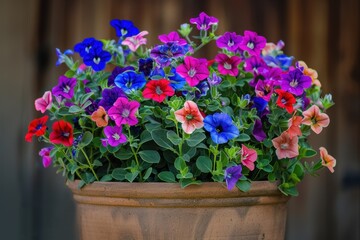 Fototapeta premium Lobelia flowers in pot varied colors