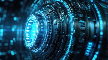 Futuristic jet engine technology background. Engineering and technology 3D illustration.