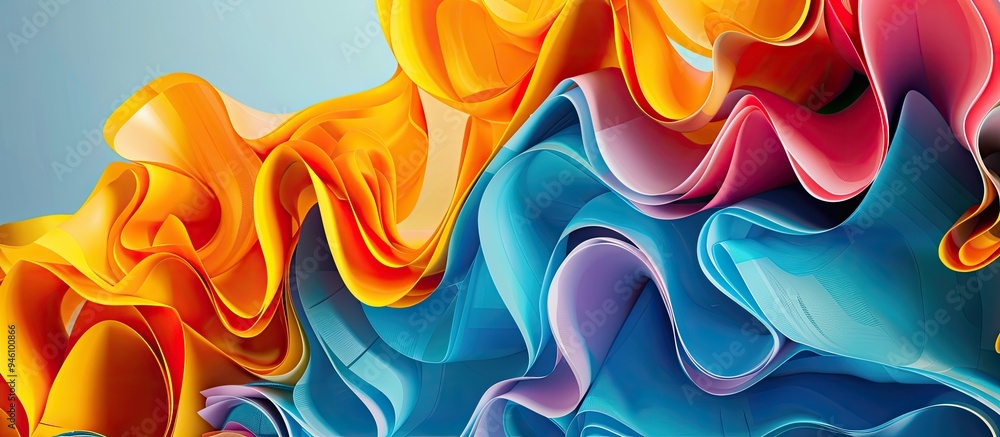 Poster abstract creation of vibrant papers. copy space image. place for adding text and design
