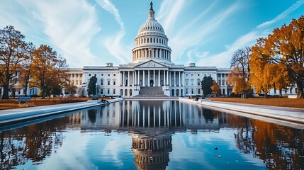 Fototapeta premium A clean, minimalist design of the Capitol building with a subtle ballot box icon at the base. 