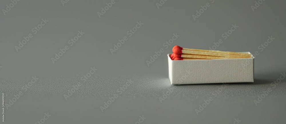 Poster matches in an open matchbox on copyspace with selective focus and out of focus