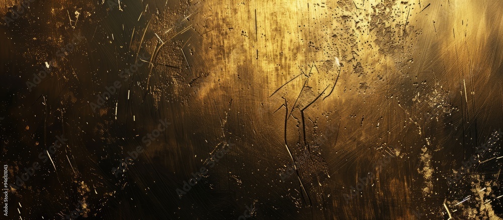 Poster scratches on a gold metallic surface. copy space image. place for adding text and design