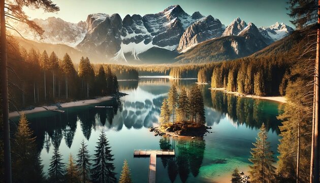 Serene Lake and Mountain 4K Wallpaper