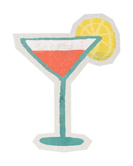 PNG lemon margarita , cocktail sticker  white border, transparent background
