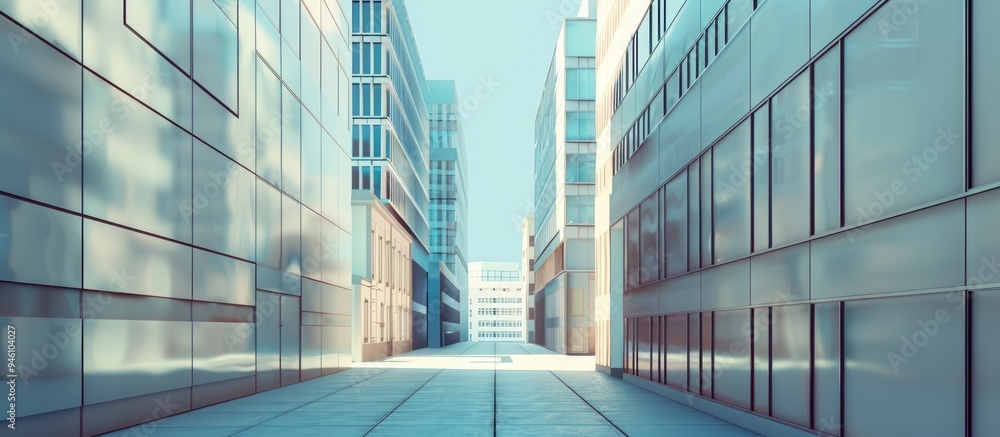 Poster perspective of buildings from an acute angle. copy space image. place for adding text and design