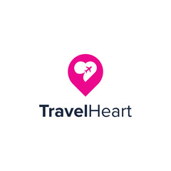 travel heart simple sleek creative geometric modern logo design