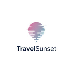 travel sunset simple sleek creative geometric modern logo design
