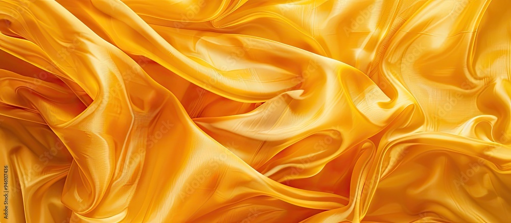 Poster yellow silk fabric abstract amber silk backdrop fabric texture with draping copyspace design element