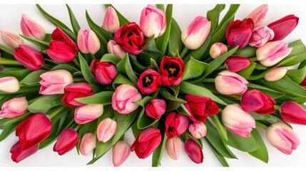 Obraz premium Bouquet of Pink and Red Tulips