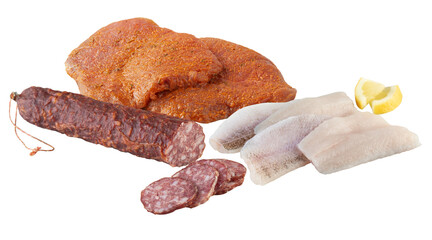 Fresh Steak Set cut out isolated transparent background