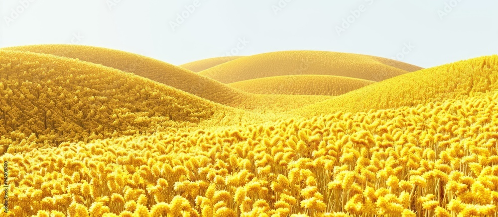 Poster summer yellow soybean field. copy space image. place for adding text and design