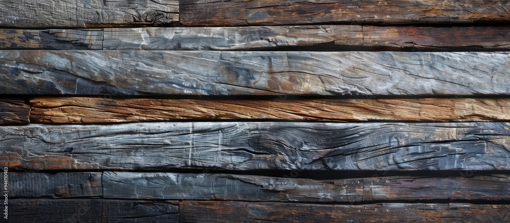 Poster texture detail of weathered wood planks grunge backdrop of natural wood boards empty space. copy spa