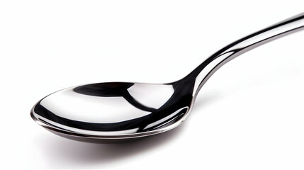 Gleaming Stainless Steel Spoon Isolated Against