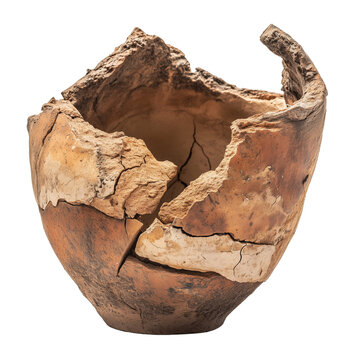 Cracked and Broken Clay Pottery Fragment
