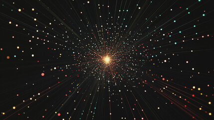 Fototapeta premium Abstract light explosion and network points, dot, earth's surface, digital background Innovation network points Earth's surface wave background digital wave information technology background
