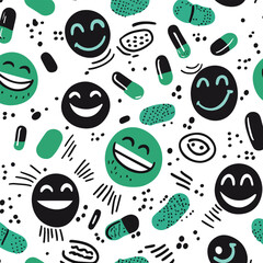 Playful Smileys and Pills Pattern