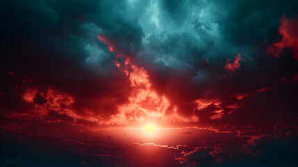 Naklejka premium Gloomy Sunset With Cinematic Treatment. Stylis