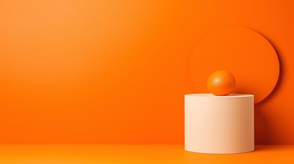 Orange on a Podium with Orange Background