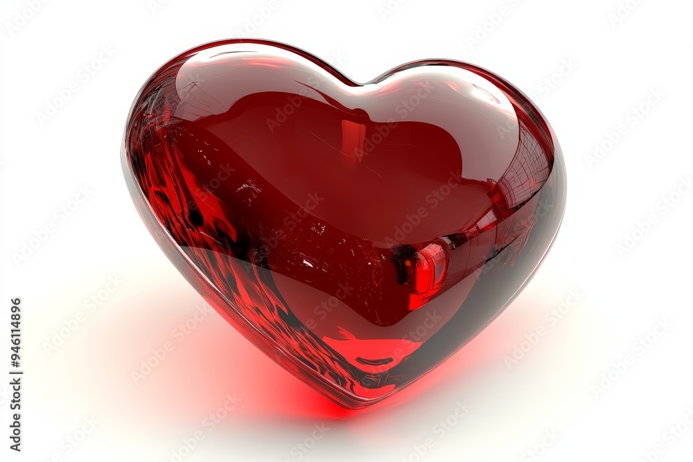 Poster isolated 3d red heart in speech bubble on pink background. 3d render illustration with object clippi