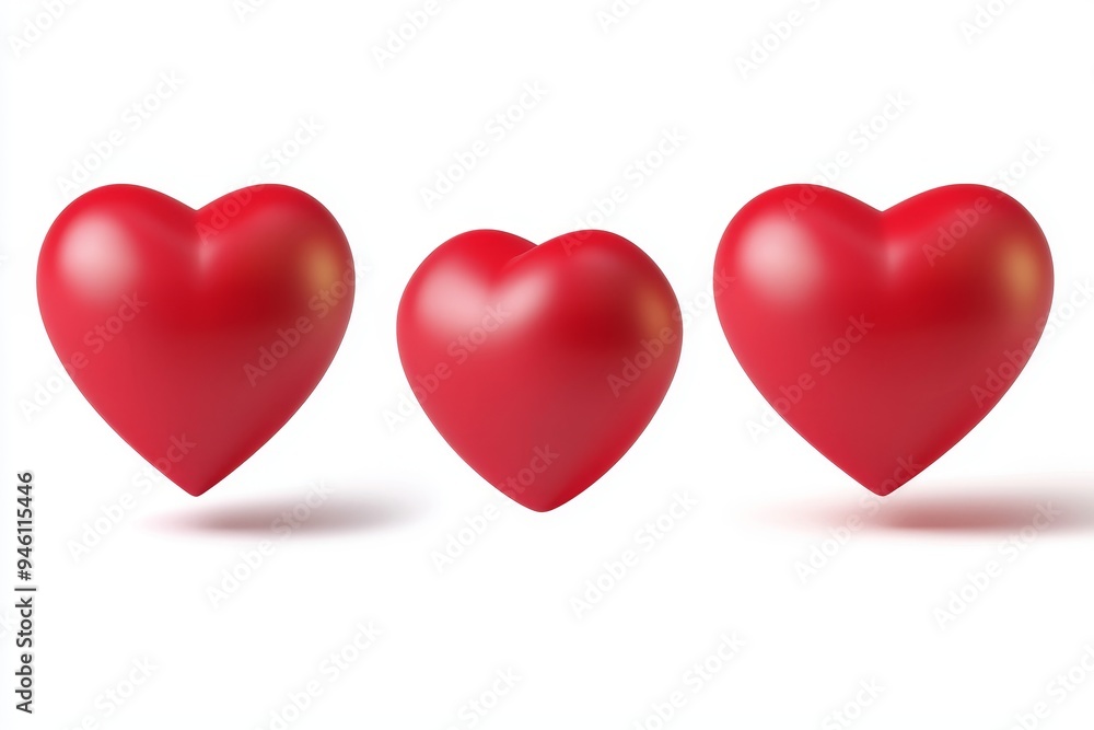 Poster a valentine concept set with a 3d red heart object isolated on a pink background. clipping path illu