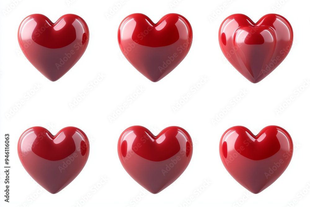 Poster object clipping path 3d red heart object isolated on pink background for graphic decoration. 3d rend