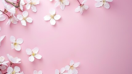 White minimalist romantic flower background. A serene and elegant display of delicate blooms against a pure white backdrop. Symbolizing simplicity and beauty.