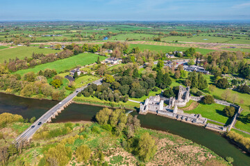 Ruins of the Desmond castle in Adare at summer, Co. Limerick. Ireland